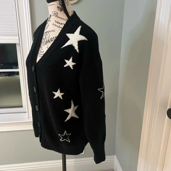 Aqua Wool Blend Black & White Stars Cardigan | Size XS | Great Condition - Picture 6 of 11